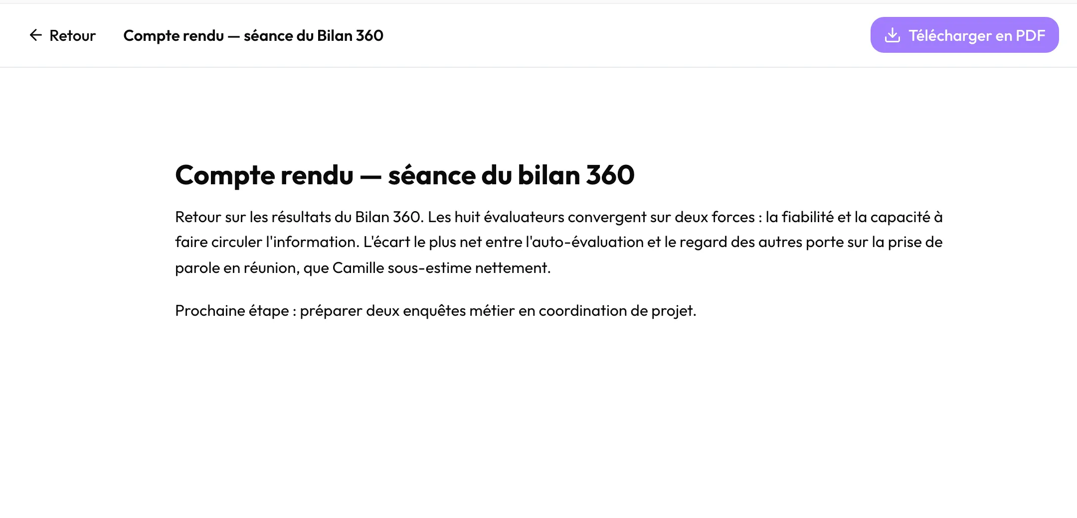 Une synthèse partagée, ouverte, avec le bouton « Télécharger en PDF »
