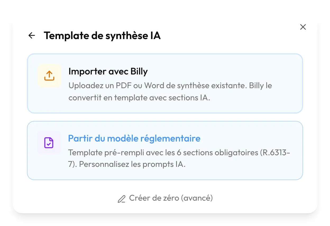 Le choix du point de départ d'un modèle de synthèse